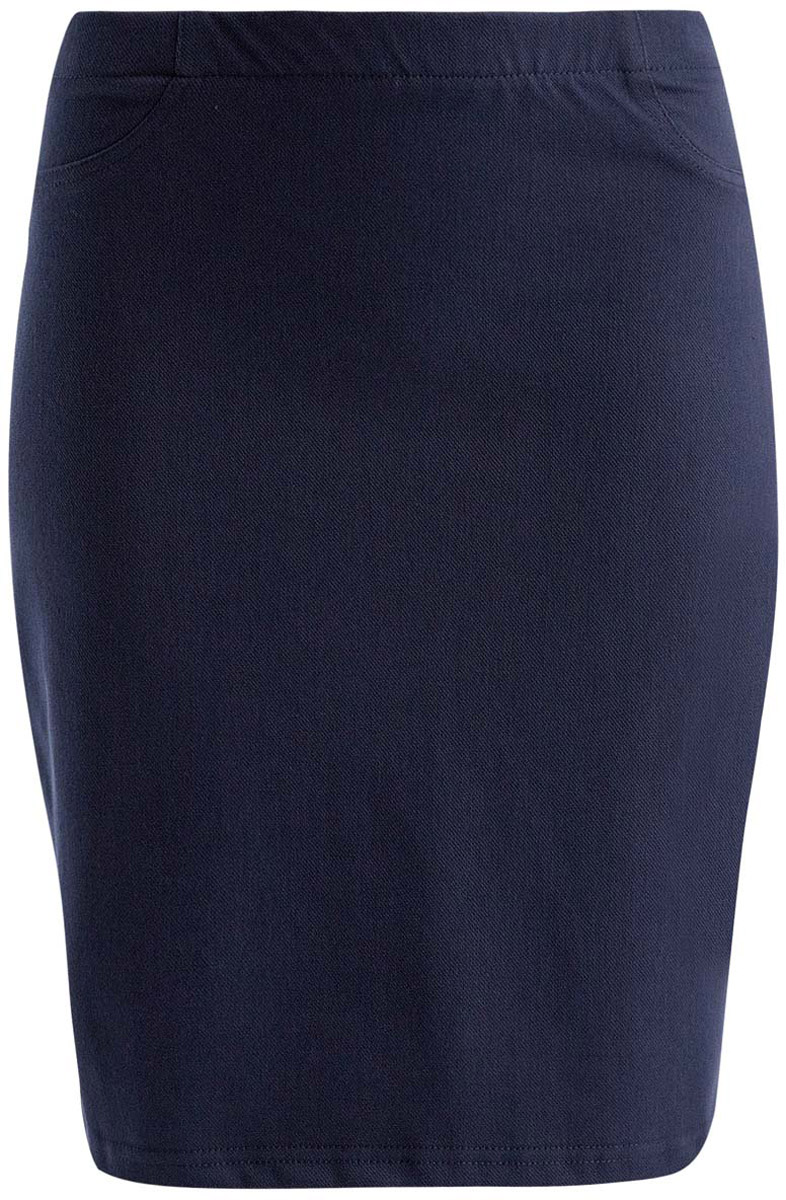 Юбка24101039/33606/7500N Юбка24101039/33606/7500NЮбка oodji Collection выполнена из качественного комбинированного материала. Модель-карандаш не имеет застежки и дополнена в поясе широкой эластичной резинкой. Спереди юбка оформлена имитацией карманов.