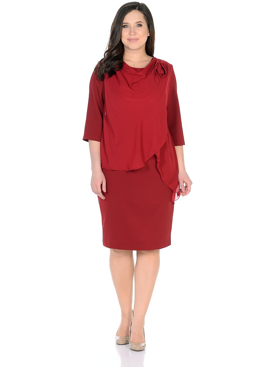 Платье91673 Платье91673Платье Milana Style выполнено из 100% полиэстера. Платье-миди с круглым вырезом горловины и рукавами длинной 3/4 застегивается на потайную застежку-молнию расположенную в среднем шве спинки. На спинке расположен набольшой разрез. Перед модели оформлен оригинальной драпировкой и текстильным цветком.