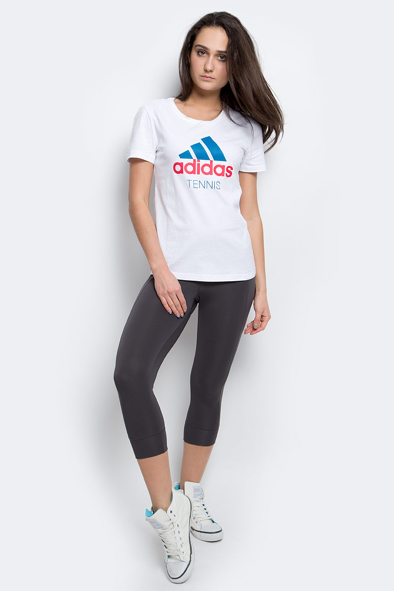 ФутболкаAY5027 ФутболкаAY5027Футболка Tennis - эта женская теннисная футболка, созданная в коллаборации со Стеллой Маккартни, идеально подойдет для долгих часов на корте. Вентиляция climacool и сетчатые вставки обеспечат комфорт без перегрева во время матчей. Современный приталенный крой.