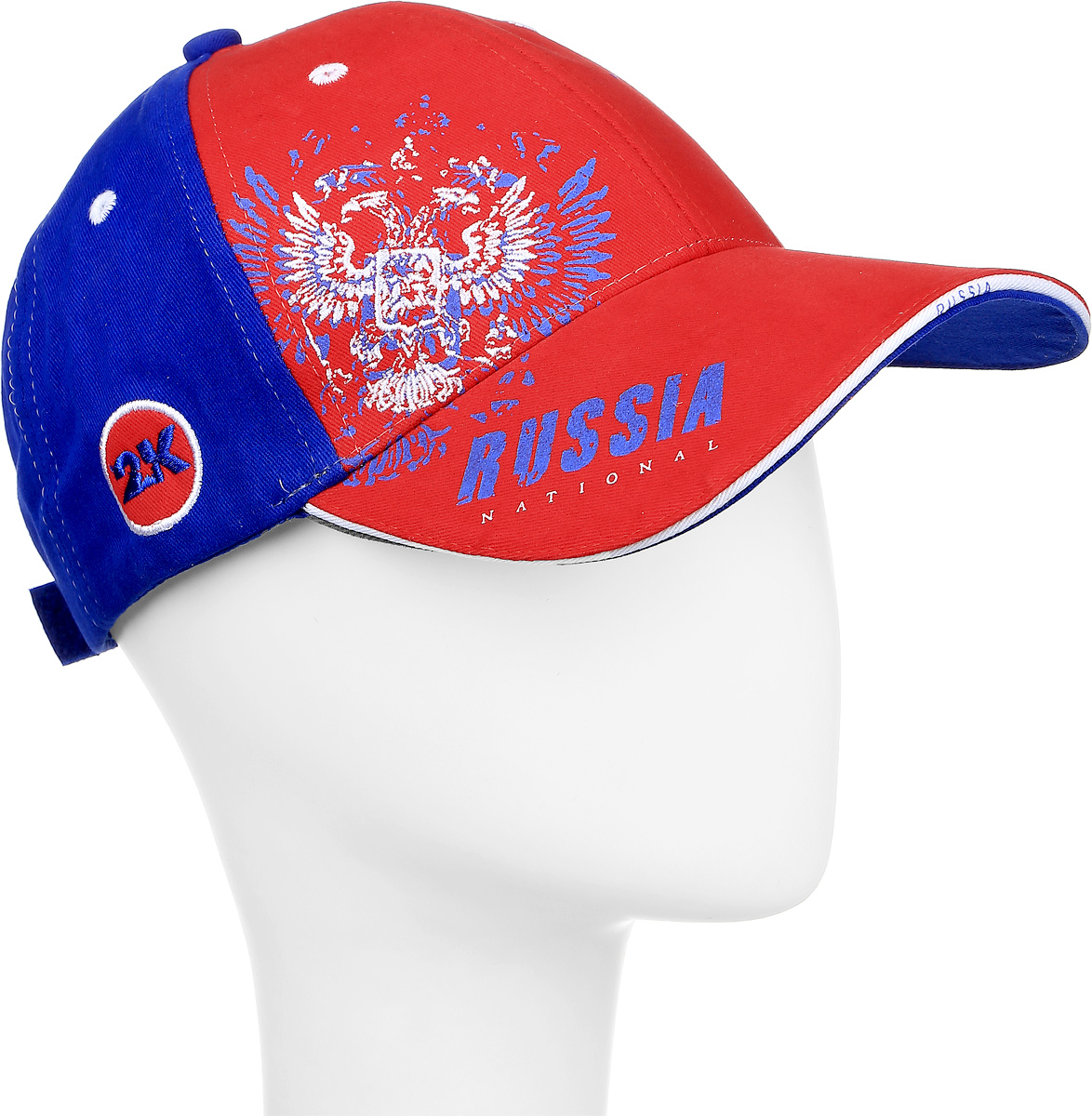 Бейсболка124238_royal/red Бейсболка124238_royal/redБейсболка 2K Sport National выполнена из натурального хлопка и имеет классическую панельную конструкцию. Модель с плотным козырьком оформлена принтом и вышивкой с изображением символики Российской Федерации. Бейсболка имеет небольшие отверстия, обеспечивающие дополнительную вентиляцию. Объем бейсболки регулируется при помощи хлястиков с липучками.