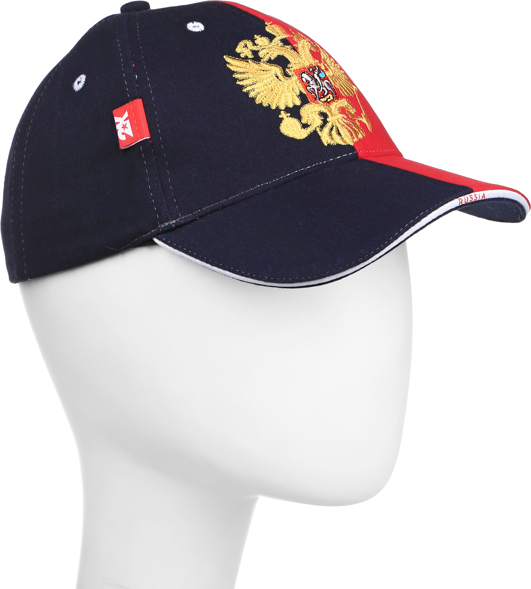 Бейсболка124236n_navy/red Бейсболка124236n_navy/redБейсболка 2K Sport National выполнена из натурального хлопка и имеет классическую панельную конструкцию. Модель с плотным козырьком оформлена вышивкой с символикой Российской Федерации. Бейсболка имеет небольшие отверстия, обеспечивающие дополнительную вентиляцию. Объем бейсболки регулируется при помощи хлястиков с липучками.