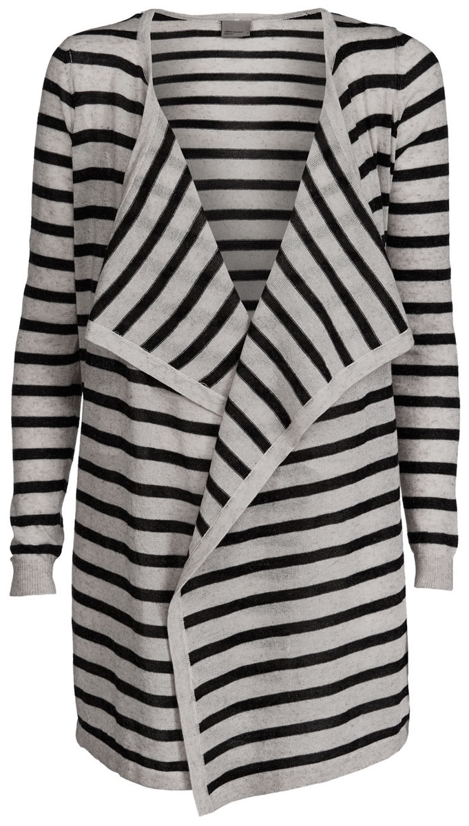 Кардиган10166453_Blue Surf Кардиган10166453_Blue SurfЖенский кардиган Vero Moda выполнен из высококачественного полиэстера с добавлением льна. Вязаная удлиненная модель с длинными рукавами не имеет застежек и красиво драпируется. Низ и манжеты рукавов связаны резинкой. Кардиган оформлен узором в полоску.