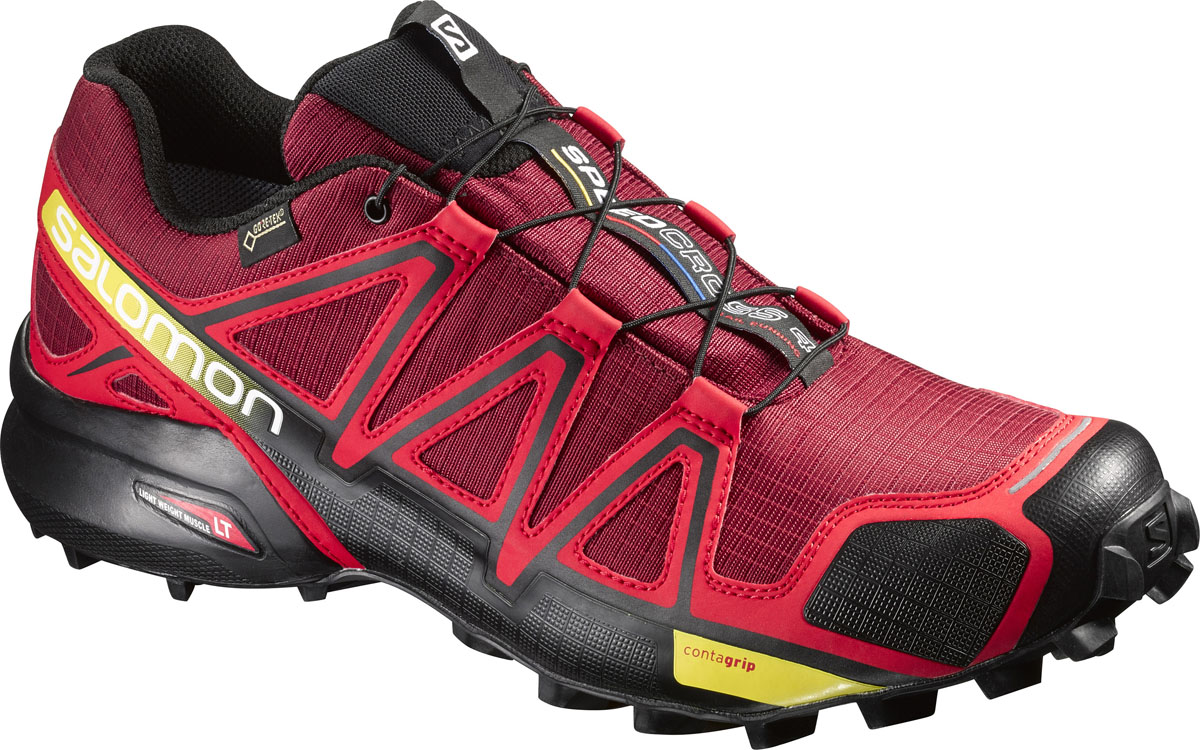 КроссовкиL38318100 КроссовкиL38318100Беговые мужские кроссовки от Salomon Speedcross 4 GTX выполнены на 64,3% из синтетического материала и на 35,7% из текстиля. Конструкция верха Sensifit с пропиткой Mudguard не пропускает грязь и воду. Подъем оформлен шнуровкой с фиксатором, благодаря которой обувь сидит плотно на ноге, и дополнен кармашком для шнурков. Стелька Ortholite из ЭВА материала с текстильным верхним покрытием создает более прохладное и сухое пространство под стопой. Мягкая верхняя часть и подкладка, изготовленная из текстиля, обеспечивают дополнительный комфорт и предотвращают натирание. Язычок дополнен текстильной нашивкой с символикой бренда. Светоотражающие элементы обеспечат лучшую видимость в темное время суток. Подошва Contagrip не оставляет следов и обеспечивает отличное сцепление со скользкой поверхностью. Такие кроссовки займут достойное место в коллекции вашей спортивной обуви.