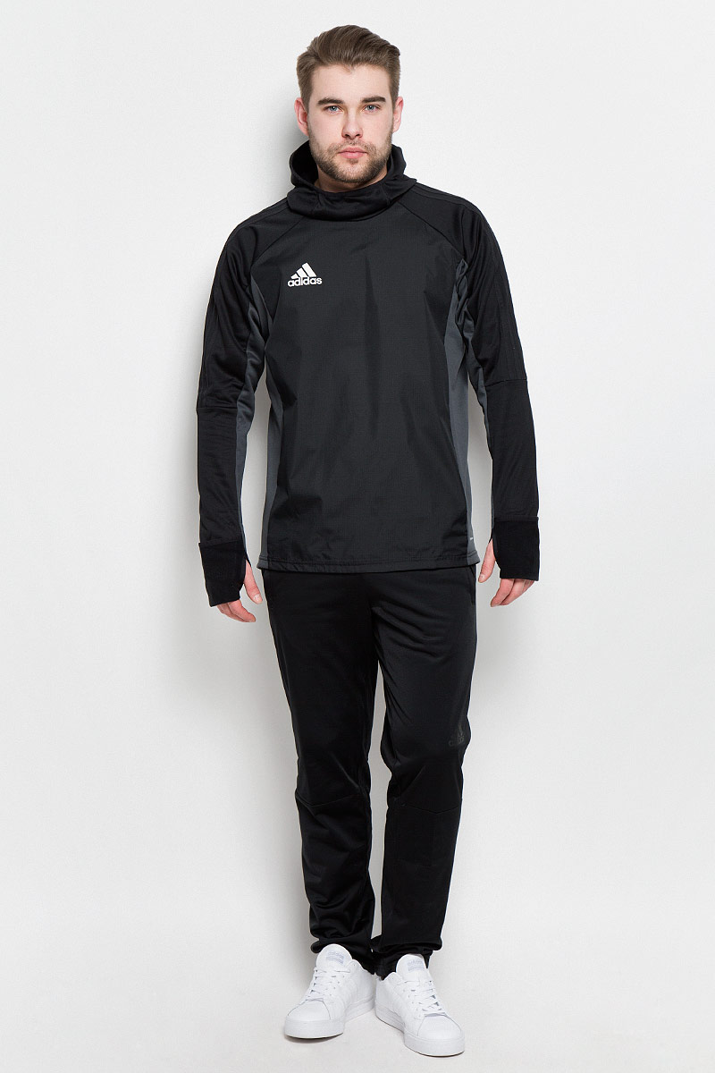 ТолстовкаAY2867 ТолстовкаAY2867Мужская футбольная толстовка Adidas Tiro17 Warm Top изготовлена специально для тренировок в прохладную погоду. Модель сохраняет максимум тепла благодаря ткани с технологией climawarm и удлиненным манжетам с прорезями для больших пальцев. Приталенный крой и облегающий капюшон с эластичной окантовкой для дополнительной защиты от холода.