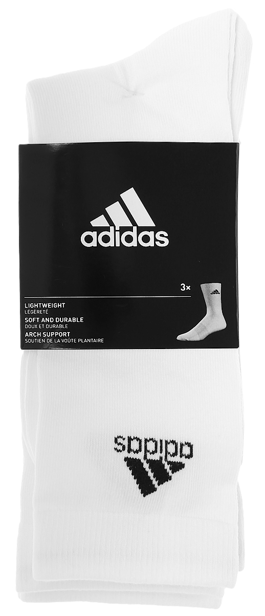 Комплект носковAA2329 Комплект носковAA2329Носки adidas Per Crew T изготовлены из высококачественного эластичного хлопка с добавлением полиэстера. Удлиненные носки с укрепленным сводом стопы имеют эластичную резинку, которая надежно фиксирует носки на ноге. В комплект входят 3 пары носков.