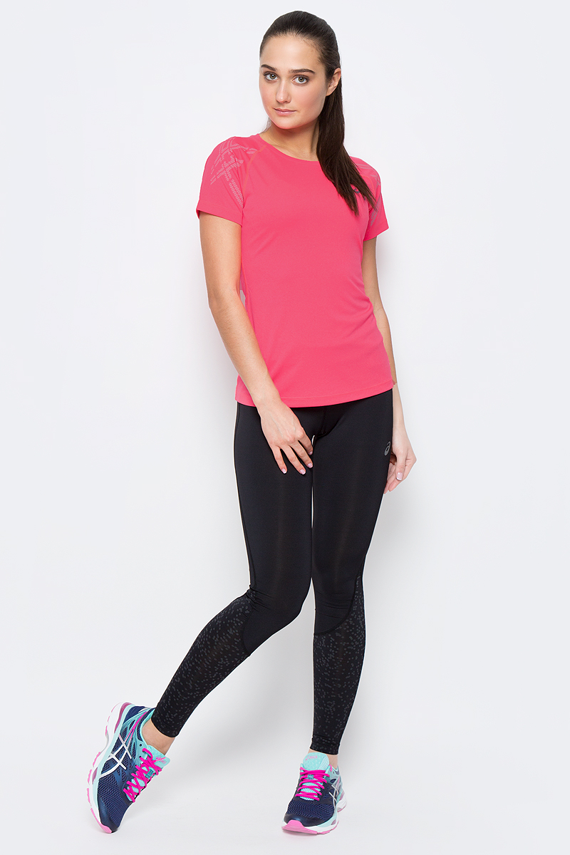 Футболка141224-6039 Футболка141224-6039Женская футболка Asics Stripe Ss Top изготовлена из высококачественного полиэстера. Модель с короткими рукавами-реглан и круглым вырезом горловины имеет комфортные плоские швы. Изделие оформлено светоотражающим узором на рукавах.