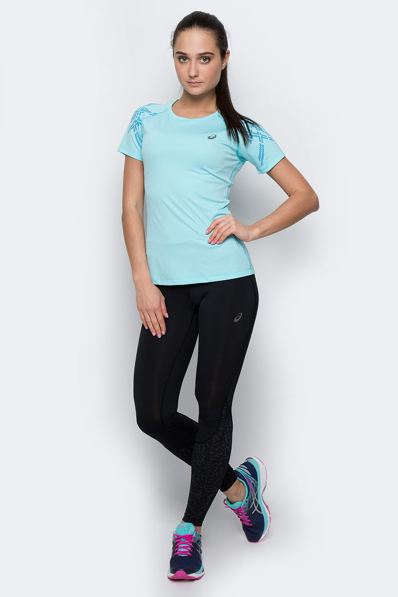 Футболка141224-6039 Футболка141224-6039Женская футболка Asics Stripe Ss Top изготовлена из высококачественного полиэстера. Модель с короткими рукавами-реглан и круглым вырезом горловины имеет комфортные плоские швы. Изделие оформлено светоотражающим узором на рукавах.