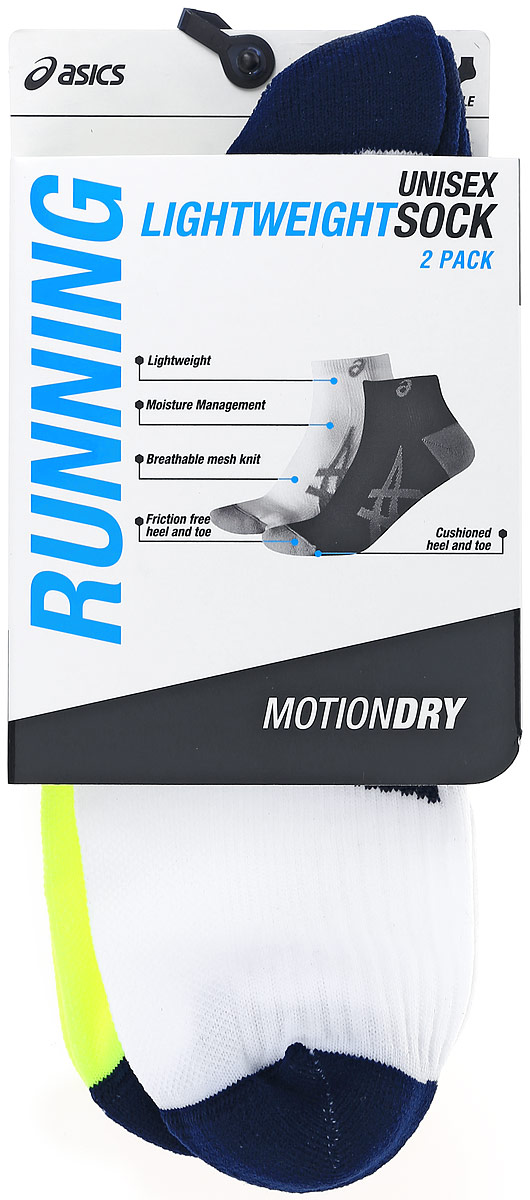 Комплект носков130888-0480 Комплект носков130888-0480Носки Asics 2PPK Lightweight Sock изготовлены из высококачественного эластичного полиамида. Укороченные носки имеют мягкую эластичную резинку, которая надежно фиксирует носки на ноге. Вентилирующие вставки в верхней части обеспечат необходимую циркуляцию воздуха, а амортизация в области пятки и пальцев смягчит шаг. Модель оформлена логотипом бренда Asics сбоку. В комплект входят 2 пары носков.