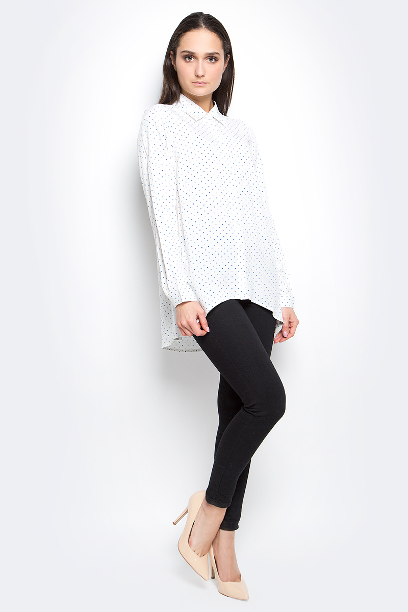 РубашкаB177040_Milk Printed РубашкаB177040_Milk PrintedРубашка женская Baon выполнена 100% вискозы. Модель с отложным воротником и длинными рукавами застегивается на пуговицы. Оформлено изделие принтом в горох.