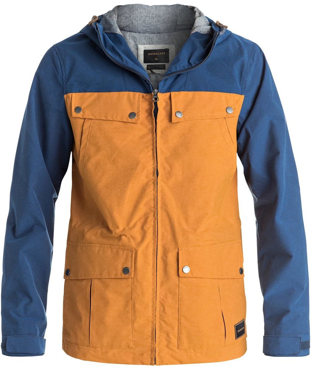 КурткаEQYJK03292-NMVH КурткаEQYJK03292-NMVHМужская куртка для Quiksilver выполнена из качественного материала. Модель с длинными рукавами и капюшоном застегивается на застежку-молнию. Изделие дополнено карманами и липучками на манжетах рукавов.