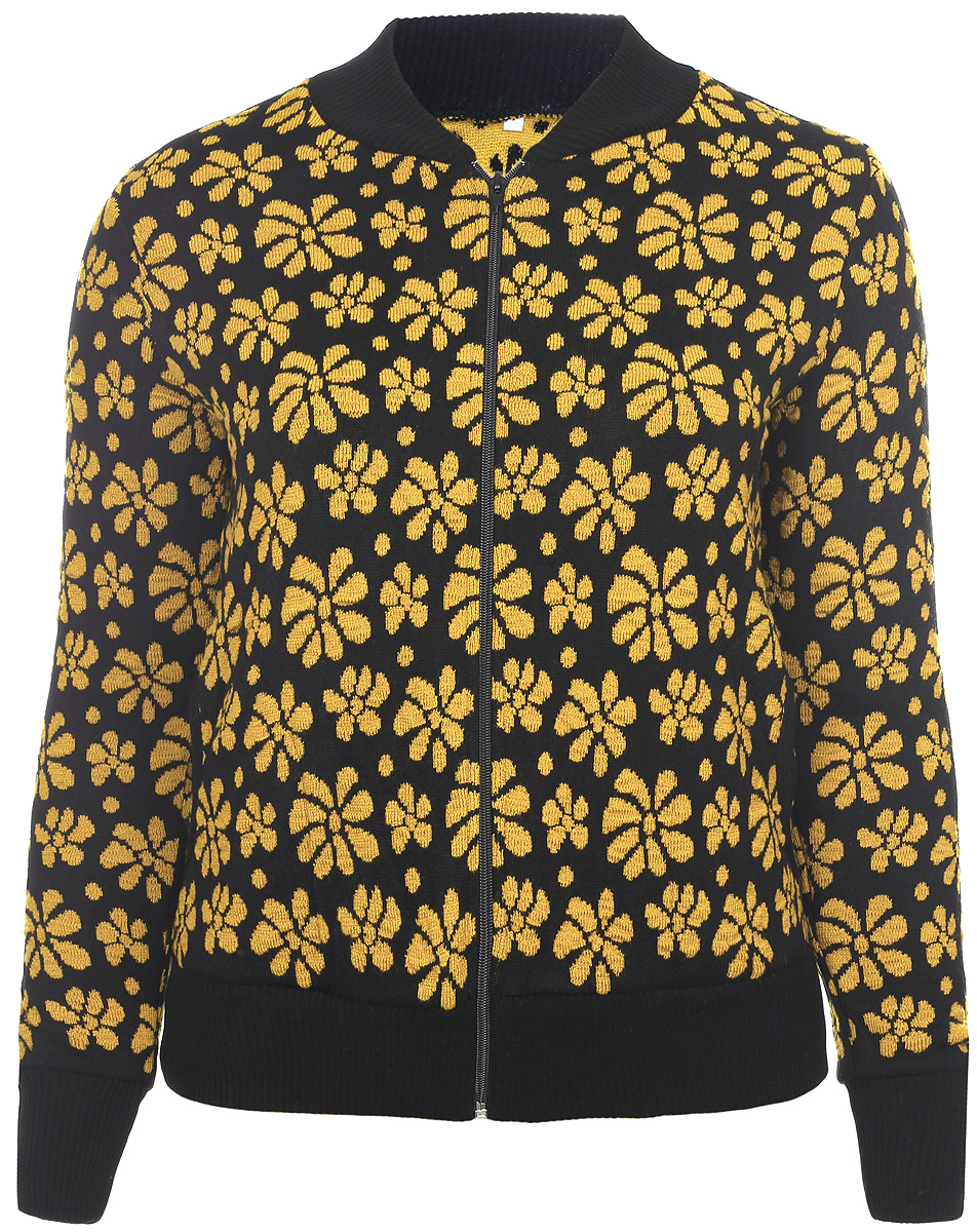 Кофта957 Кофта957Удобная женская кофта Milana Style изготовлена из пряжи ПАНа с добавлением шерсти. Модель с длинными рукавами и воротником-стойка застегивается спереди на застежку-молнию. Воротник, низ кофты и манжеты рукавов выполнены из вязанной резинки. Оформлено изделие цветочным принтом и дополнено в боковых швах двумя втачными карманами.