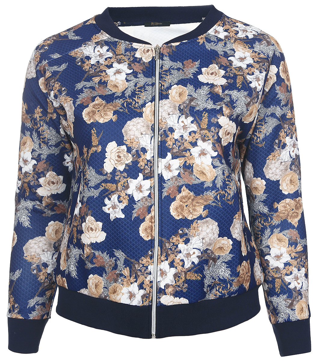 Куртка91645 Куртка91645Легкая женская куртка Pettli Collection изготовлена из качественного полиэстера. Модель с небольшим воротником-стойка и длинными рукавами-реглан застегивается спереди на застежку молнию. Воротник, низ изделия и рукава дополнены трикотажными резинками. Куртка имеет по бокам два прорезных кармана. Оформлена модель цветочным принтом.