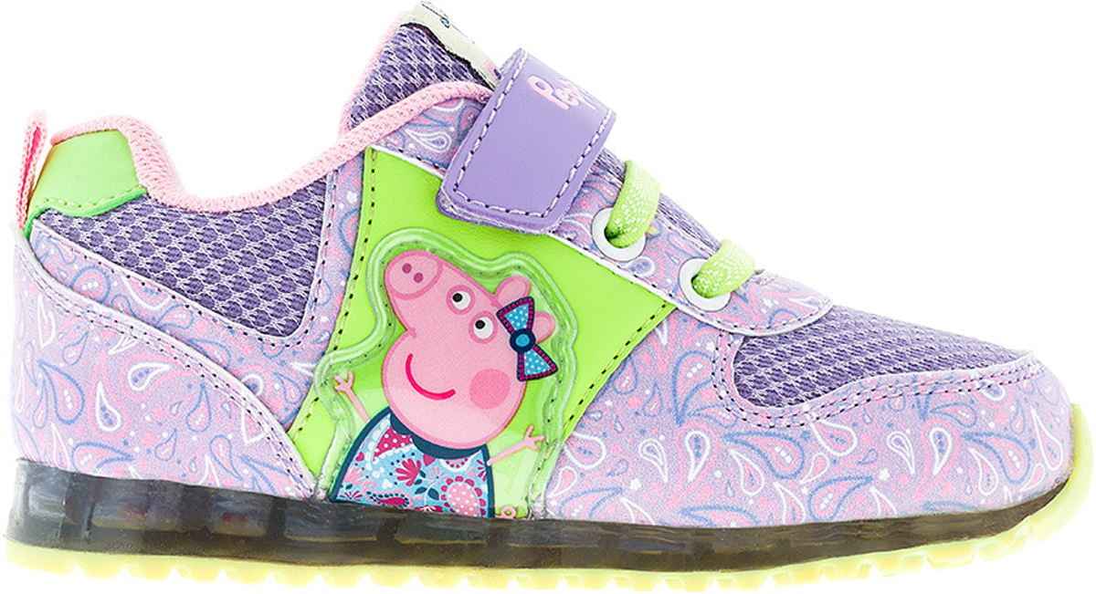 Кроссовки6775C Кроссовки6775CСтильные кроссовки Peppa Pig от Kakadu - отличный выбор для вашей малышки на каждый день. Верх модели выполнен из синтетической кожи и текстиля. Кроссовки оформлены красочным орнаментом и нашивками с изображением Свинки Пеппы. Классическая шнуровка и ремешок на застежке-липучке обеспечивают надежную фиксацию обуви на ноге. Подкладка из текстильного материала создает комфорт при носке. Съемная анатомическая стелька удобна в эксплуатации и позволяет быстро просушивать обувь. Подошва выполнена из амортизирующей термопластичной резины, которая снимает нагрузку с суставов. Рифление на подошве обеспечивает отличное сцепление с любой поверхностью. Модные и комфортные кроссовки - необходимая вещь в гардеробе каждого ребенка.