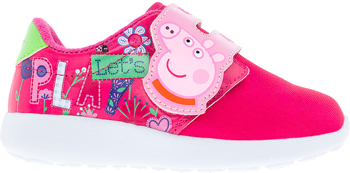 Кроссовки6742B Кроссовки6742BСтильные кроссовки Peppa Pig от Kakadu - отличный выбор для вашей малышки на каждый день. Верх модели выполнен из синтетической кожи и текстиля. Кроссовки оформлены изображением Свинки Пеппы. Ремешок на застежке-липучке обеспечивает надежную фиксацию обуви на ноге. Подкладка из текстильного материала создает комфорт при носке. Съемная стелька из хлопка удобна в эксплуатации и позволяет быстро просушивать обувь. Подошва выполнена из легкого ЭВА-материала. Рифление на подошве обеспечивает отличное сцепление с любой поверхностью. Модные и комфортные кроссовки - необходимая вещь в гардеробе каждого ребенка.