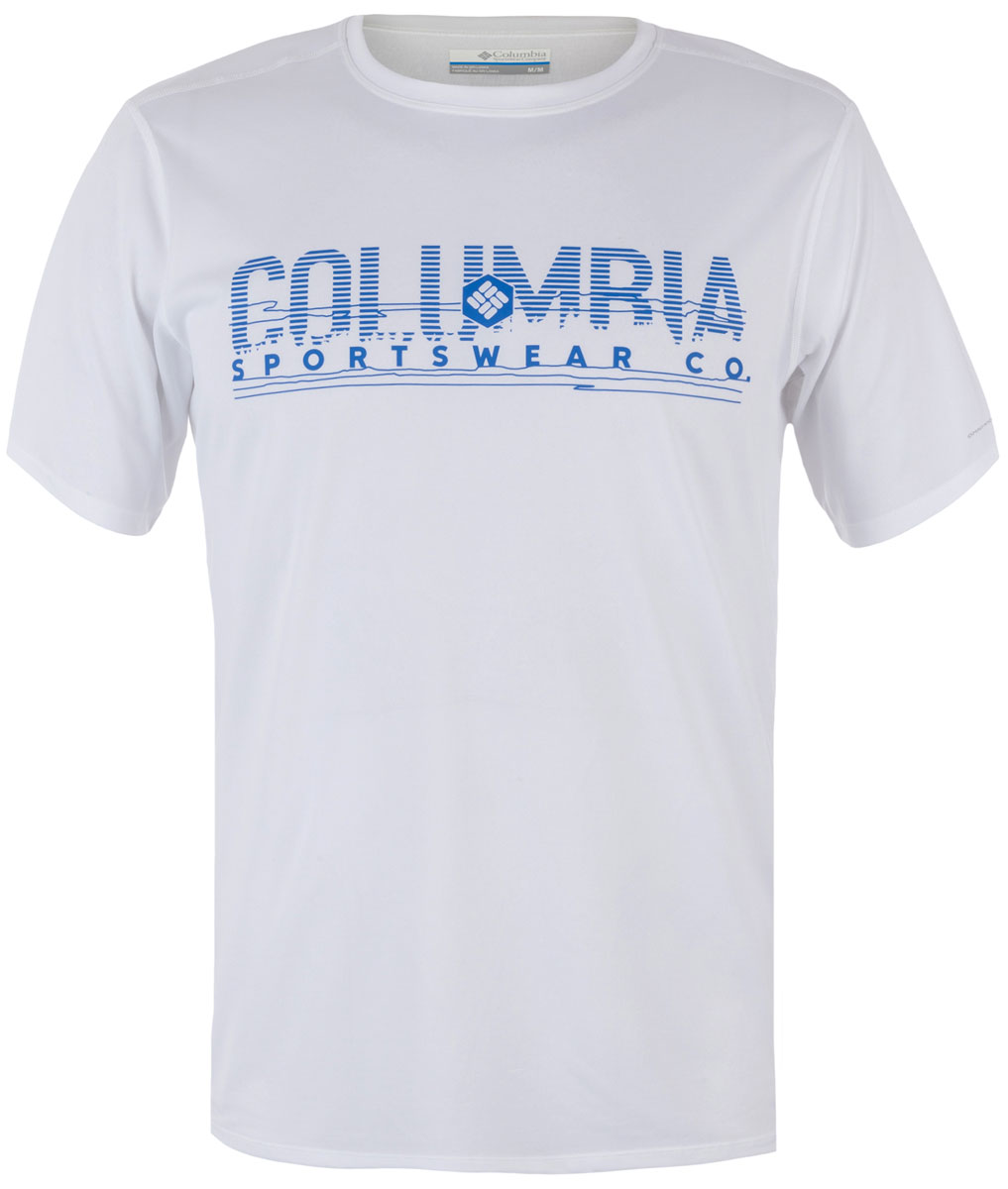 Футболка1711801-100 Футболка1711801-100Мужская футболка Columbia изготовлена из высококачественного быстросохнущего полиэстера. Футболка с круглым вырезом горловины и короткими рукавами незаменима для занятий спортом. Крупный принт на груди придает изделию оригинальность.
