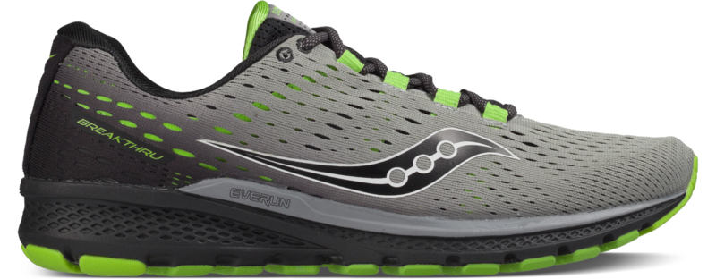 КроссовкиS20358-2 КроссовкиS20358-2Мужские кроссовки Saucony Breakthru 3 - ультралегкие беговые кроссовки с поддержкой стопы. Верх выполнен из специальной воздухопроницаемой сетки, отличающейся эластичностью и легкостью для более динамичного движения. Шнуровка надежно фиксирует обувь на ноге и позволяет отрегулировать объем. IBR+ увеличенный по боковому краю придает дополнительную устойчивость каждому шагу. Модель Breakthru 3 теперь с дополнительным слоем из EVERUN, расположенным прямо под стелькой. Подошва с технологией TRI-FLEX в сочетании с материалом EVERUN увеличивают распределение нагрузки по большей площади поверхности, одновременно обеспечивая оптимальную гибкость и сцепление.