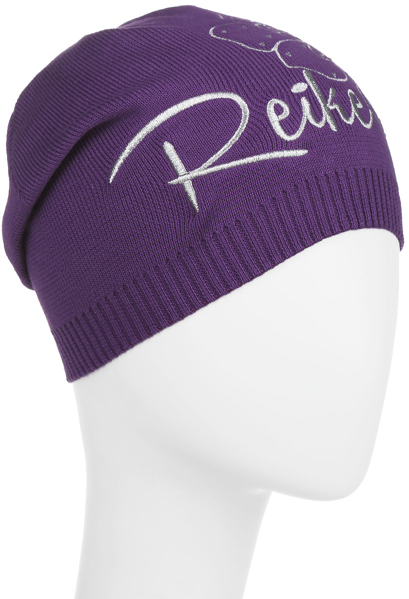 Шапка детскаяRKNSS17-MAL1-YN_violet Шапка детскаяRKNSS17-MAL1-YN_violetСтильная шапка для девочки Reike Мальва, изготовленная из натурального хлопка мелкой вязки, отлично впишется в гардероб юной модницы. Модель оформлена резинкой, вышитым серебристым цветком со стразами в стиле серии и логотипом Reike. Уважаемые клиенты! Размер, доступный для заказа, является обхватом головы.