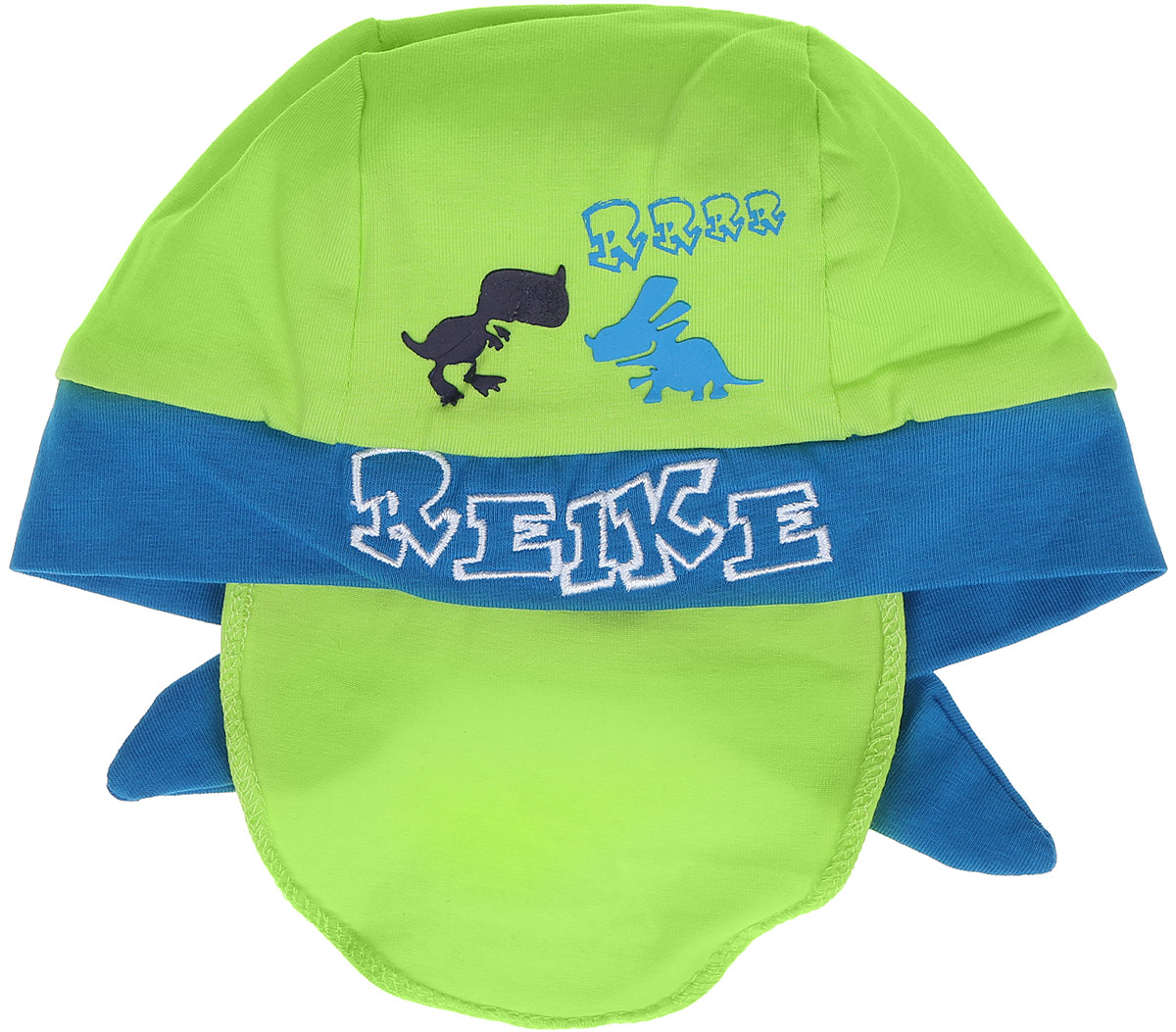 БанданаRKNSS17-DIN8_green/blue БанданаRKNSS17-DIN8_green/blueБандана для мальчика Reike Динозаврики, изготовленная из натурального хлопка, станет стильным аксессуаром во время прогулок и игр на свежем воздухе, защищая голову малыша от солнца и ветра. Бандана оформлена принтом в стиле серии и вышитой надписью с названием бренда и фиксируется на голове широкими завязками. Уважаемые клиенты! Размер, доступный для заказа, является обхватом головы.