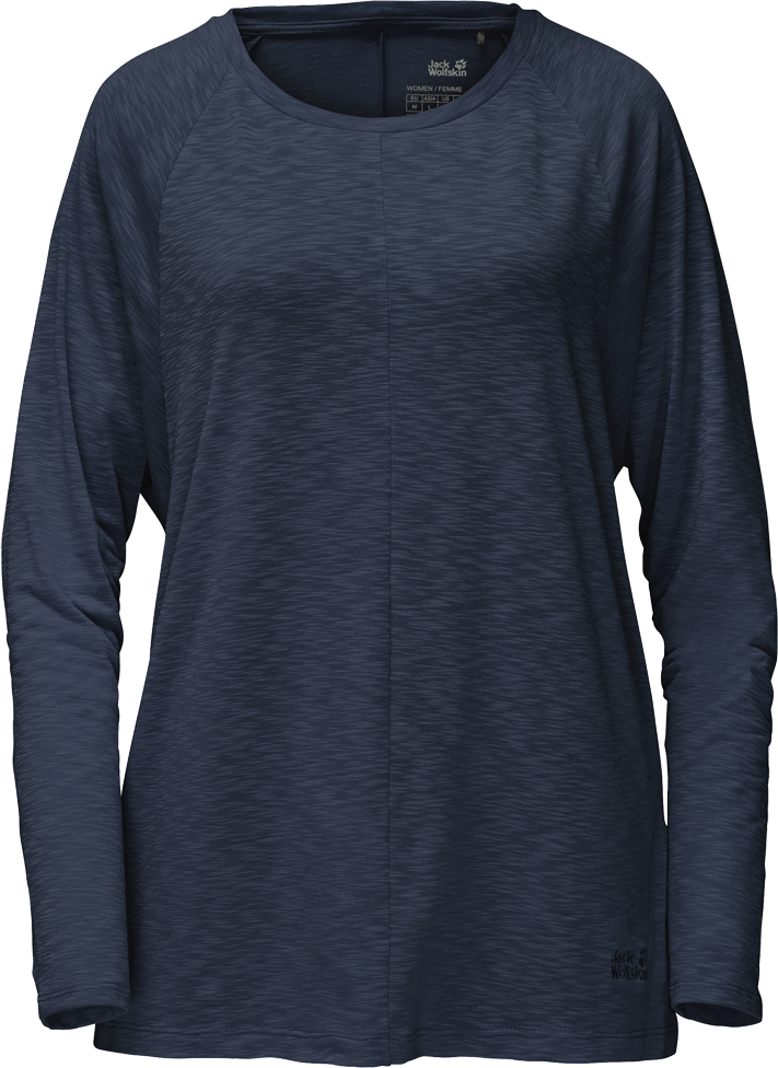 Лонгслив1805601-1910 Лонгслив1805601-1910Лонгслив женский Travel Longsleeve T W изготовлен из полиэстера с добавлением эластана. Ткань быстро сохнет, подавляет возникновение неприятных запахов и долго сохраняет свежесть. Модель свободного кроя имеет круглый вырез горловины и длинные рукава летучая мышь. Лонгслив пригодится при неожиданном падении температуры на летнем отдыхе или в прохладные летние дни.