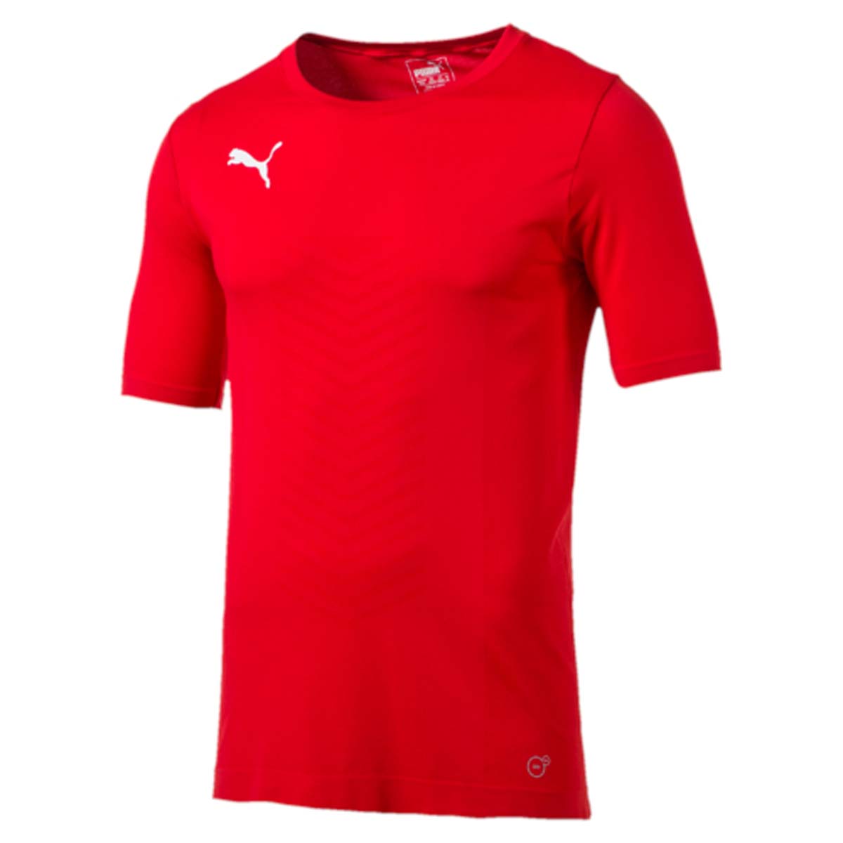 Футболка655205_01 Футболка655205_01Футболка ftblTRG evoKNIT Tee изготовлена из 100% полиамида с верхним покрытием из биоматериала. Бесшовная конструкция изделия по корпусу из трикотажа жаккардового плетения создает максимальный комфорт. Изделие имеет классический крой, круглый вырез горловины и стандартные короткие рукава. Модель дополнена набивным логотипом PUMA с правой стороны груди. Такая футболка прекрасно подходит для тренировок.