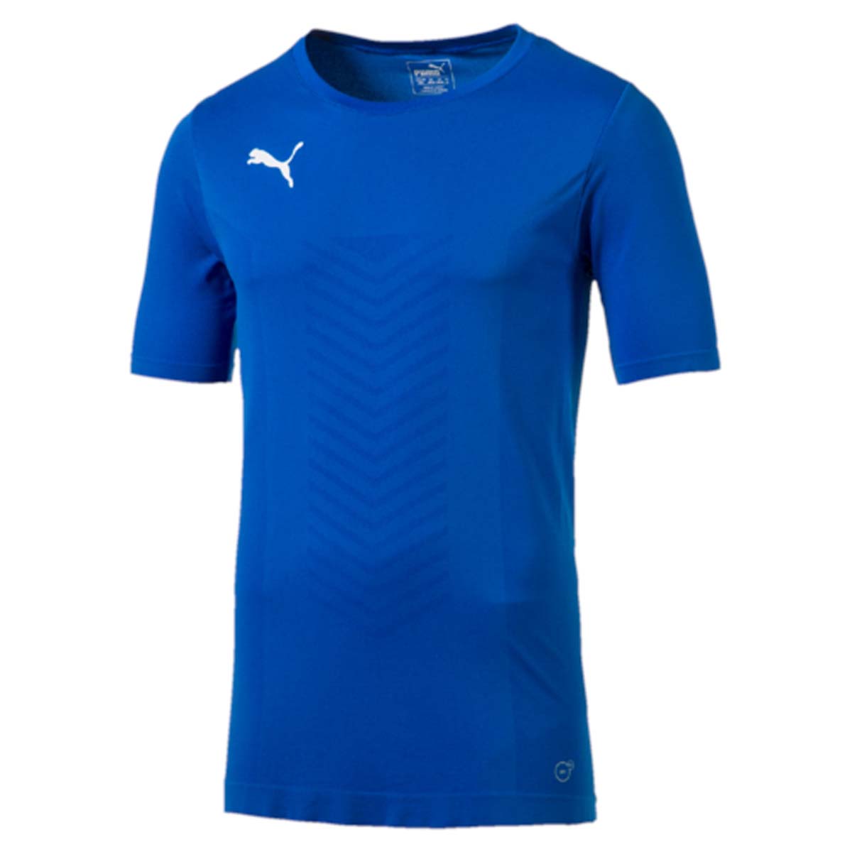 Футболка655205_01 Футболка655205_01Футболка ftblTRG evoKNIT Tee изготовлена из 100% полиамида с верхним покрытием из биоматериала. Бесшовная конструкция изделия по корпусу из трикотажа жаккардового плетения создает максимальный комфорт. Изделие имеет классический крой, круглый вырез горловины и стандартные короткие рукава. Модель дополнена набивным логотипом PUMA с правой стороны груди. Такая футболка прекрасно подходит для тренировок.