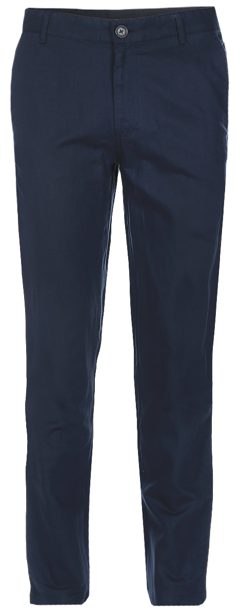 БрюкиB797003_Deep Navy БрюкиB797003_Deep NavyСтильные мужские брюки Baon выполнены из натурального материала - льна с добавлением хлопка. Модель прямого кроя и стандартной посадки застегивается на ширинку с застежкой-молнией, а также на пуговицу в поясе. На поясе предусмотрены шлевки для ремня. Брюки оснащены двумя боковыми карманами с косыми срезами спереди и двумя втачными карманами сзади. Прекрасный выбор на каждый день.