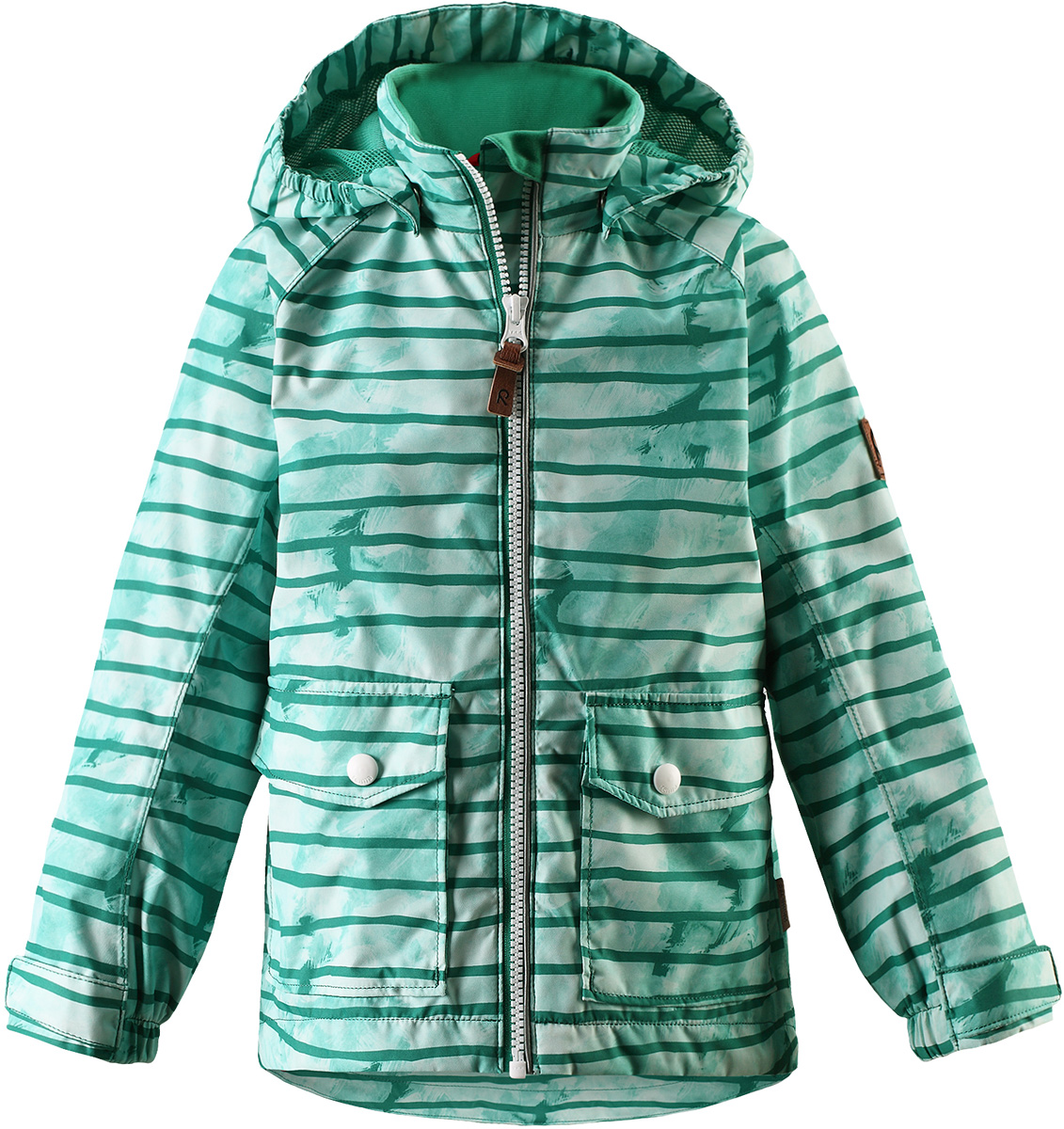 Куртка521485R655 Куртка521485R655Куртка Reima исполнена из высокотехнологичной ткани не пропускающей влагу, но не препятствующей циркуляции воздуха. Мембранная ткань пропускает влагу наружу когда ребенок потеет, но не позволяет ей проникнуть внутрь, что отлично при активных играх.