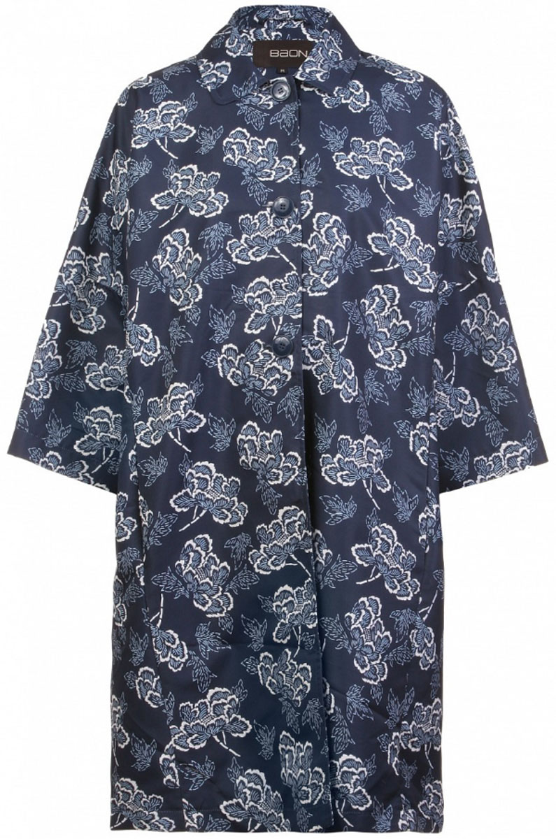 ПлащB087124_Dark Navy Printed ПлащB087124_Dark Navy PrintedПлащ женский Baon выполнен из полиэстера. Модель с отложным воротником и длинными рукавами по всей длине застегивается на пуговицы.