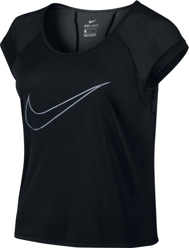 Футболка799574-010 Футболка799574-010Футболка Nike W Nk Dry. Технология Dri-FIT гарантирует воздухопроницаемость и комфорт. Свободная посадка дарит естественный комфорт. На груди нанесен принт с логотипом Swoosh. Рукава покроя реглан для дополнительной свободы движений. Светоотражающие детали.
