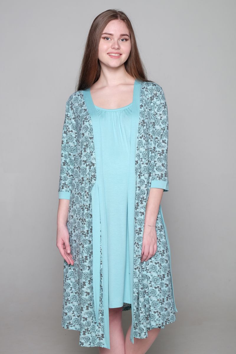 Домашний комплект1-НМК 09132 Домашний комплект1-НМК 09132Комплект Hunny Mammy, изготовленный из вискозы с добавлением эластана, состоит из халата и ночной сорочки. Халат на запах с рукавами 3/4 оформлен принтом. Для кормления на сорочке предусмотрены удобные застежки-клипсы.