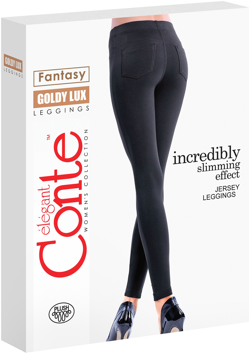 ЛеггинсыGoldy Lux ЛеггинсыGoldy LuxЛеггинсы CONTE GOLDY LUX. Трикотажное полотно с боковыми швами. По переду изделия имитация гульфика и боковых карманов. По спинке кокетки и накладные карманы.