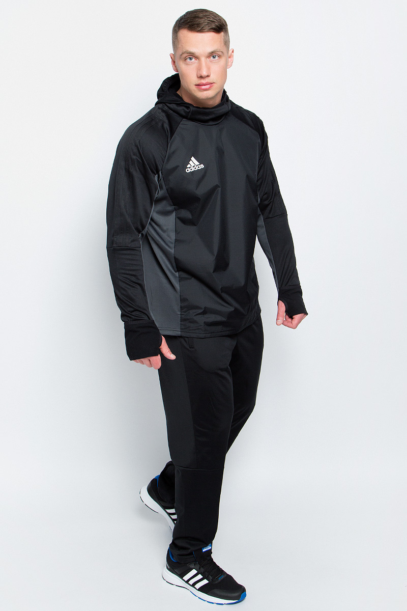 ТолстовкаAY2867 ТолстовкаAY2867Мужская футбольная толстовка Adidas Tiro17 Warm Top изготовлена специально для тренировок в прохладную погоду. Модель сохраняет максимум тепла благодаря ткани с технологией climawarm и удлиненным манжетам с прорезями для больших пальцев. Приталенный крой и облегающий капюшон с эластичной окантовкой для дополнительной защиты от холода.