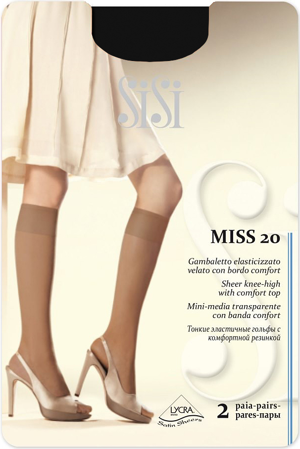 ГольфыMiss 20 NEW ГольфыMiss 20 NEWТонкие эластичные гольфы 20 den с комфортной резинкой и невидимым мыском.