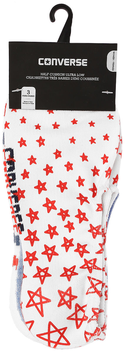 Комплект носковEW3001 Комплект носковEW3001Женские носки Converse изготовлены из качественного полиэстера с добавлением эластана. Укороченная модель декорирована оригинальным принтом.