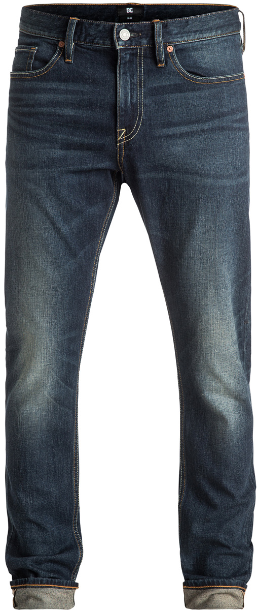 ДжинсыEDYDP03284-BNTW ДжинсыEDYDP03284-BNTWМужские джинсы DC Shoes изготовлены из эластичного денима средней плотности (406,8 г/кв. м). Модель имеет узкий и уютный, но не плотно облегающий крой. Застегивается на молнию и пуговицу в поясе. Модель имеет кокетку наоборот и стандартный пятикарманный крой: два вшитых кармана и один маленький накладной кармашек спереди, а также два накладных кармана сзади. Пояс оснащен шлевками для ремня, сзади имеется полиуретановая нашивка с перфорацией. В районе коленей и ширинки предусмотрены строчки-закрепки.