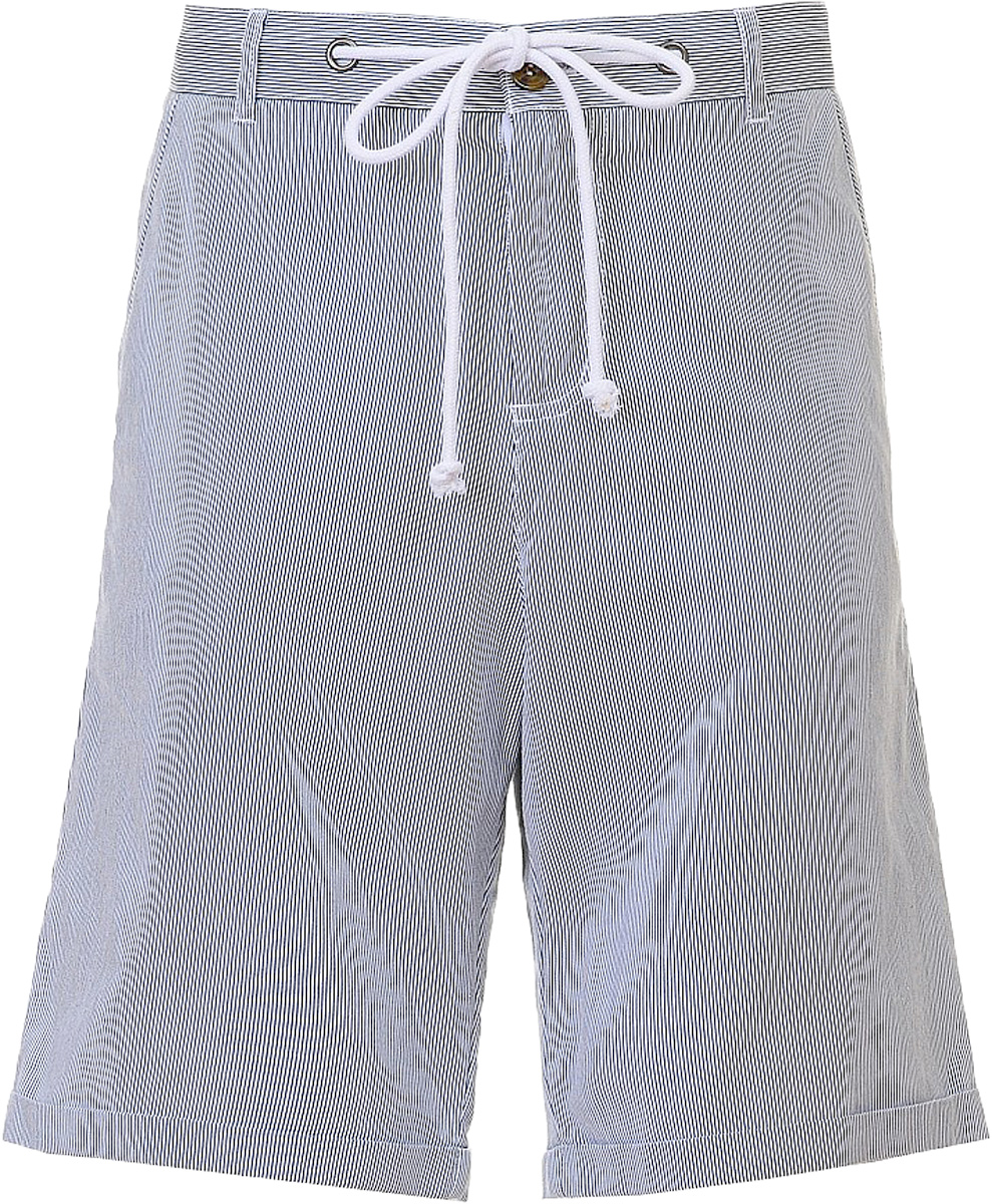 ШортыB827001_Deep Navy Striped ШортыB827001_Deep Navy StripedШорты мужские Baon выполнены из хлопка. Модель дополнена затягивающимся шнурком и дополнительно застегивается на пуговицу.
