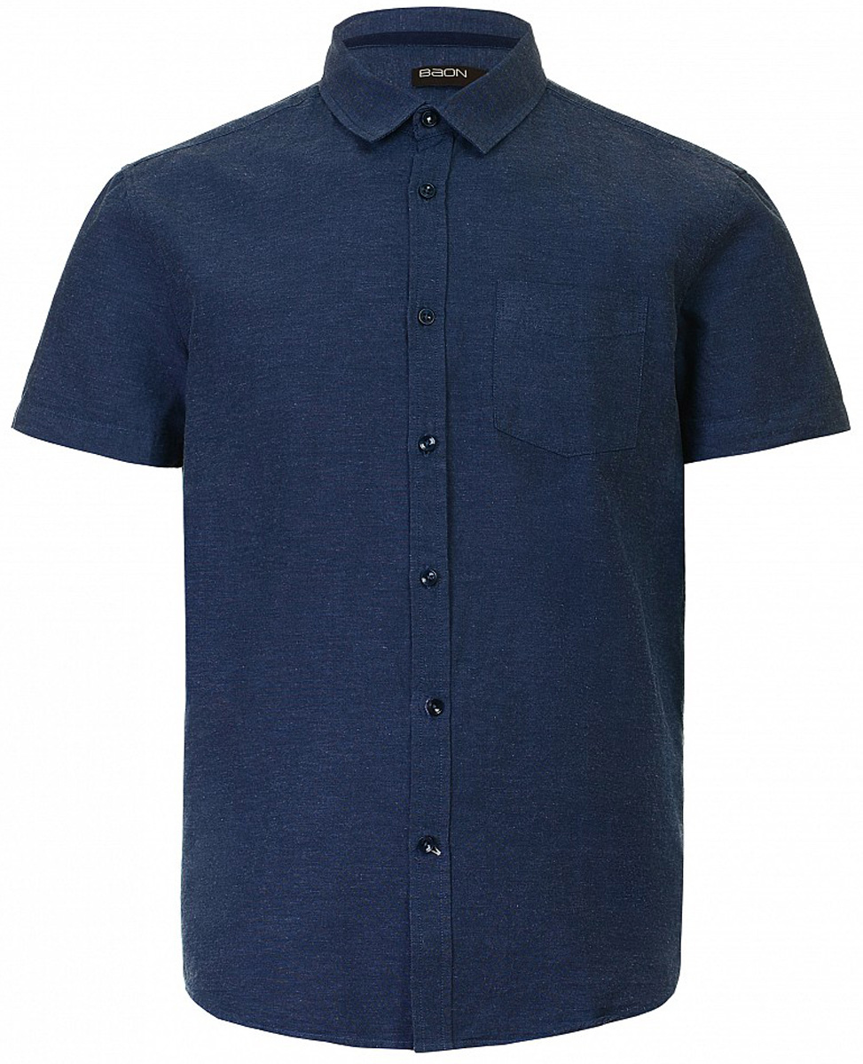 РубашкаB687013_Deep Navy РубашкаB687013_Deep NavyРубашка мужская Baon выполнена из хлопка и льна. Модель с отложным воротником и короткими рукавами застегивается на пуговицы.