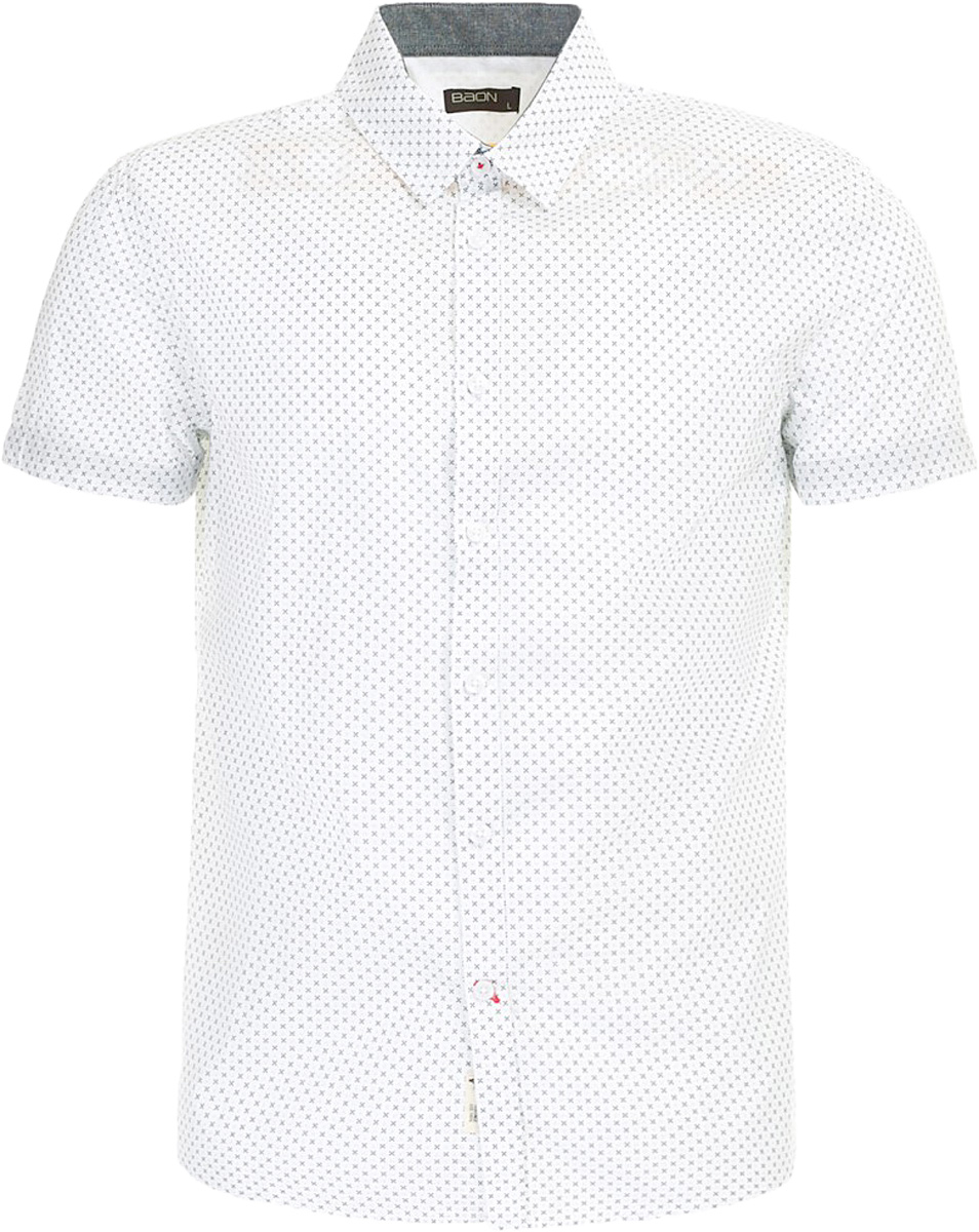 РубашкаB687003_White Printed РубашкаB687003_White PrintedРубашка мужская Baon выполнена из натурального материала. Модель с отложным воротником и короткими рукавами застегивается на пуговицы.