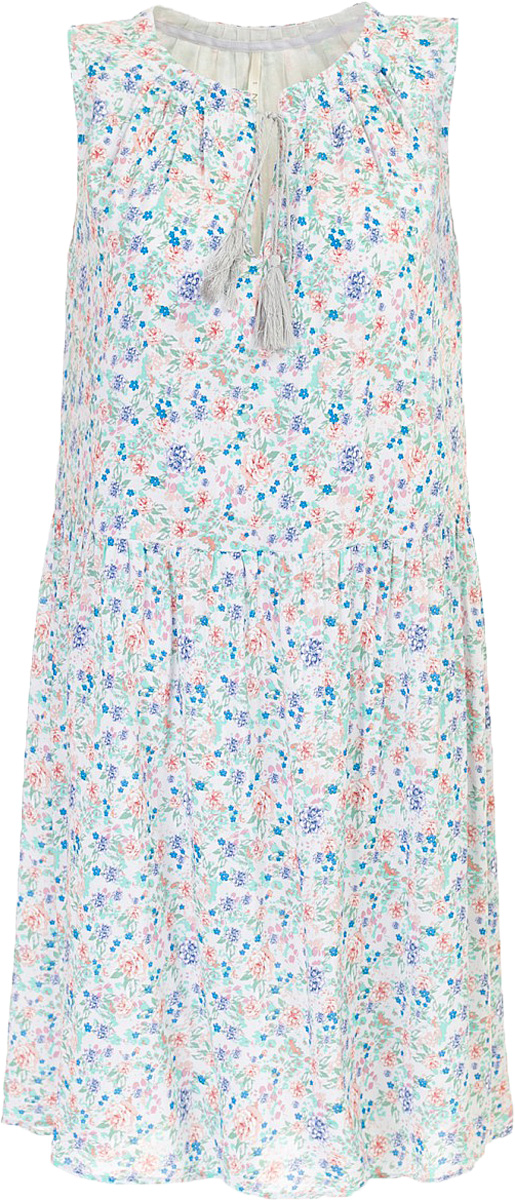 ПлатьеB457070_Navy Printed ПлатьеB457070_Navy PrintedПлатье Baon выполнено из натурального хлопка. Округлый вырез горловины дополнен завязывающимся шнурком с кистями. Задняя часть юбки слегка удлинена, что создаёт модный силуэт.