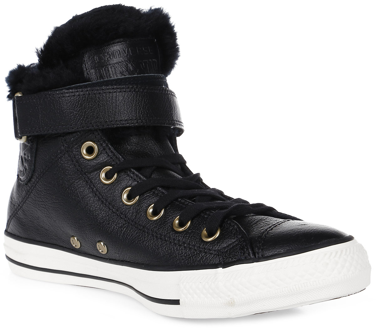 Кеды553394 Кеды553394Модные женские кеды Chuck Taylor All Star Brea Leather + Fur от Converse выполнены из натуральной кожи. Внутренняя поверхность и стелька из искусственного меха не дадут ногам замерзнуть. Шнуровка и ремешок с застежкой-липучкой надежно зафиксируют модель на ноге. Подошва дополнена рифлением.