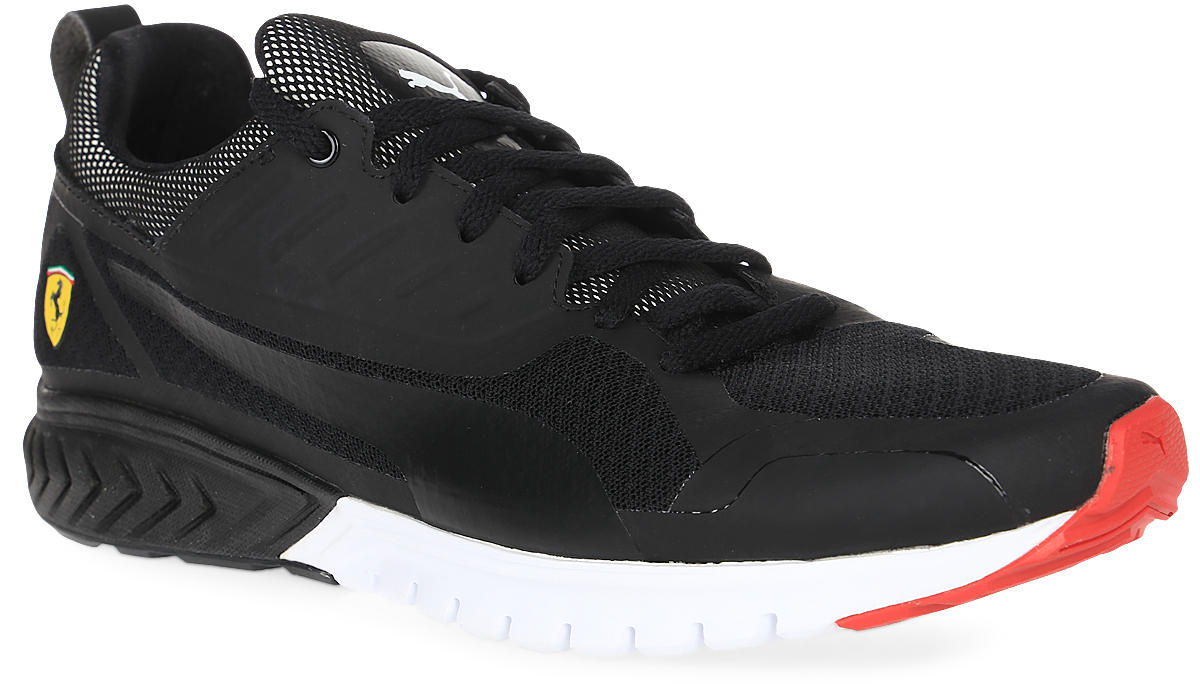 Кроссовки30590301 Кроссовки30590301Модель Puma Pitlane SF развивает традиции и стиль функциональной обуви легендарных автомехаников Формулы-1. Верх из специального сетчатого материала, промежуточная подошва с пенным материалом Faas Foam+, создающая дополнительную амортизацию, и наружная сторона подошвы из маслонепроницаемой резины делают эту модель особенно привлекательной для автолюбителя. Символика Ferrari широко представлена в данной модели, в том числе в виде логотипа гоночной команды Ferrari из термополиуретана сбоку, эмблемы Ferrari на союзке и тканого итальянского флага, пристроченного сбоку ближе к заднику.
