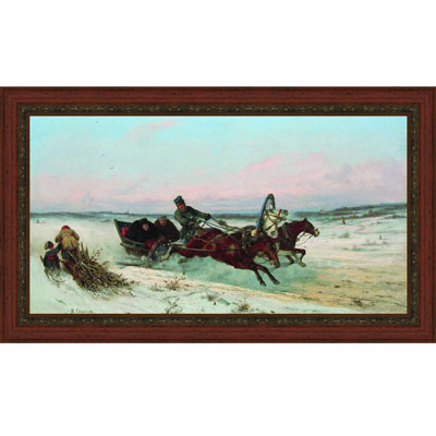 Тройка зимой (Н.Е. Сверчков), с темной рамкой, 23 x 40 см Тройка зимой (Н.Е. Сверчков), с темной рамкой, 23 x 40 см