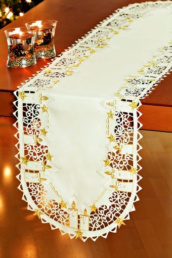 Дорожка для декорирования стола "Schaefer", овальная, цвет: шампань, 40 x 160 см