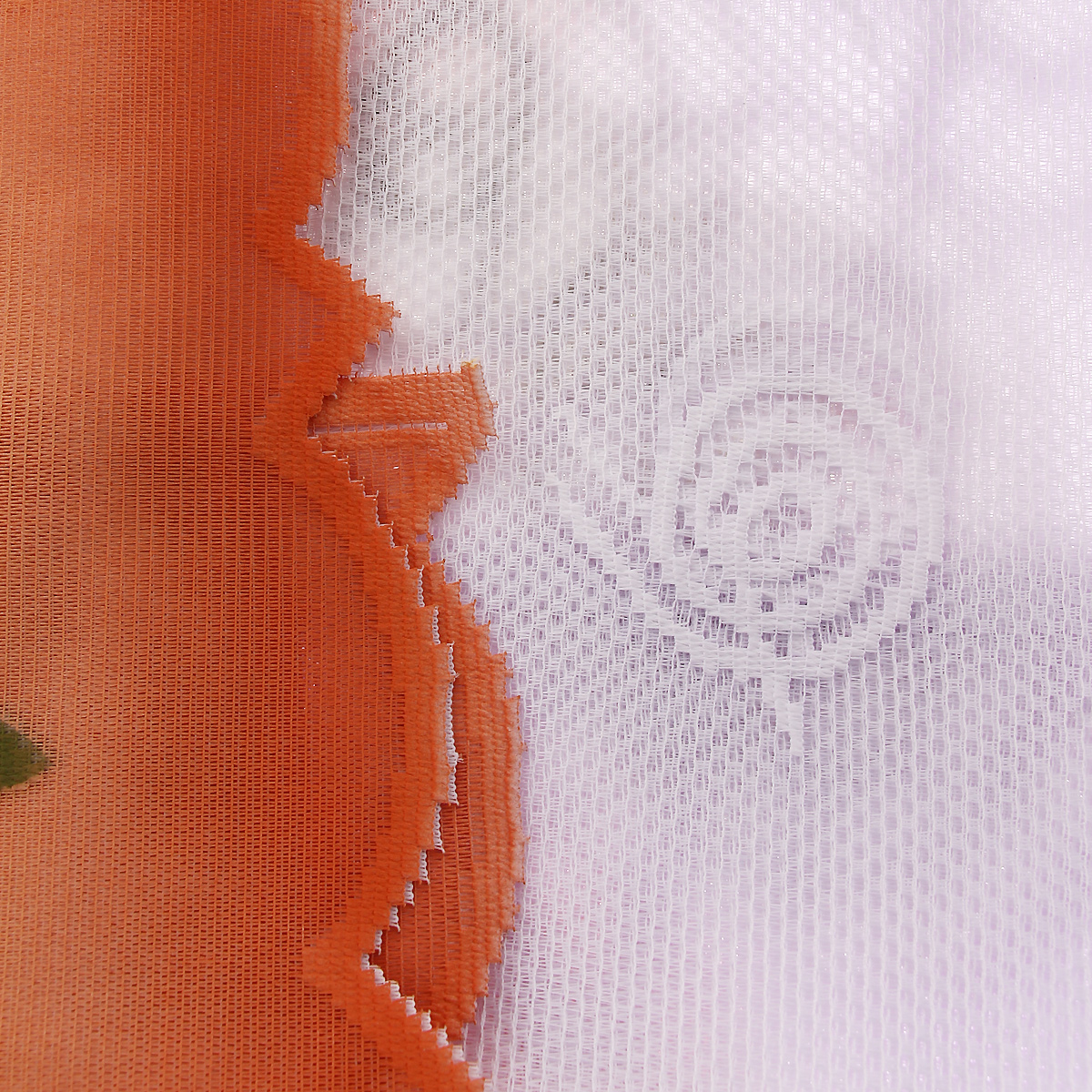 Гардина "Haft", на ленте, цвет: белый, оранжевый, 300 см х 160 см. 18290/160