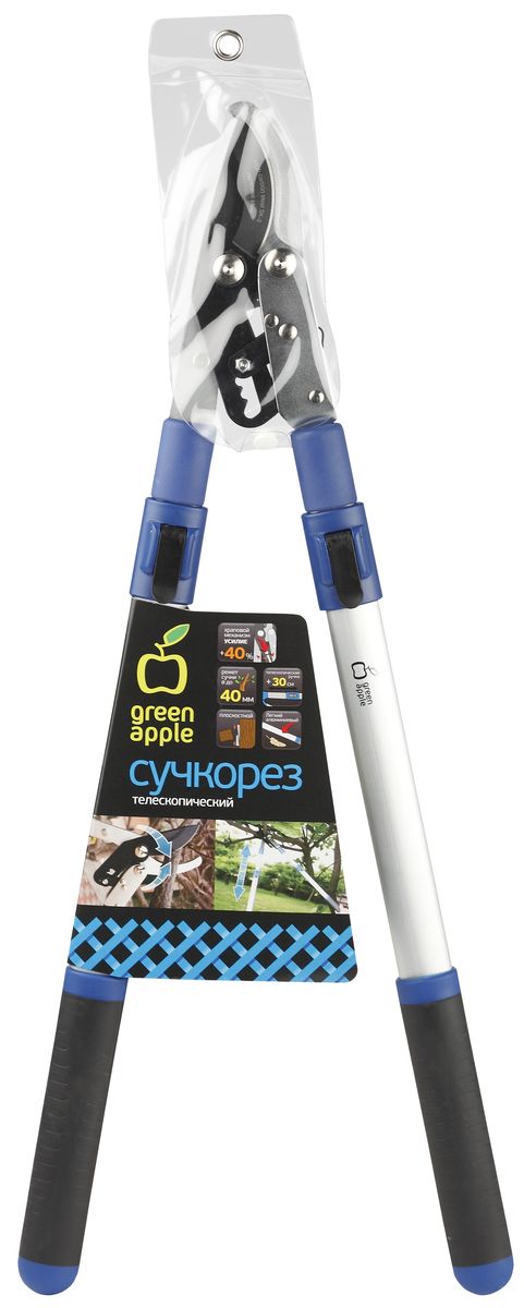 Сучкорез телескопический "Green Apple", с храповым механизмом, плоскостной Сучкорез телескопический "Green Apple", с храповым механизмом, плоскостной