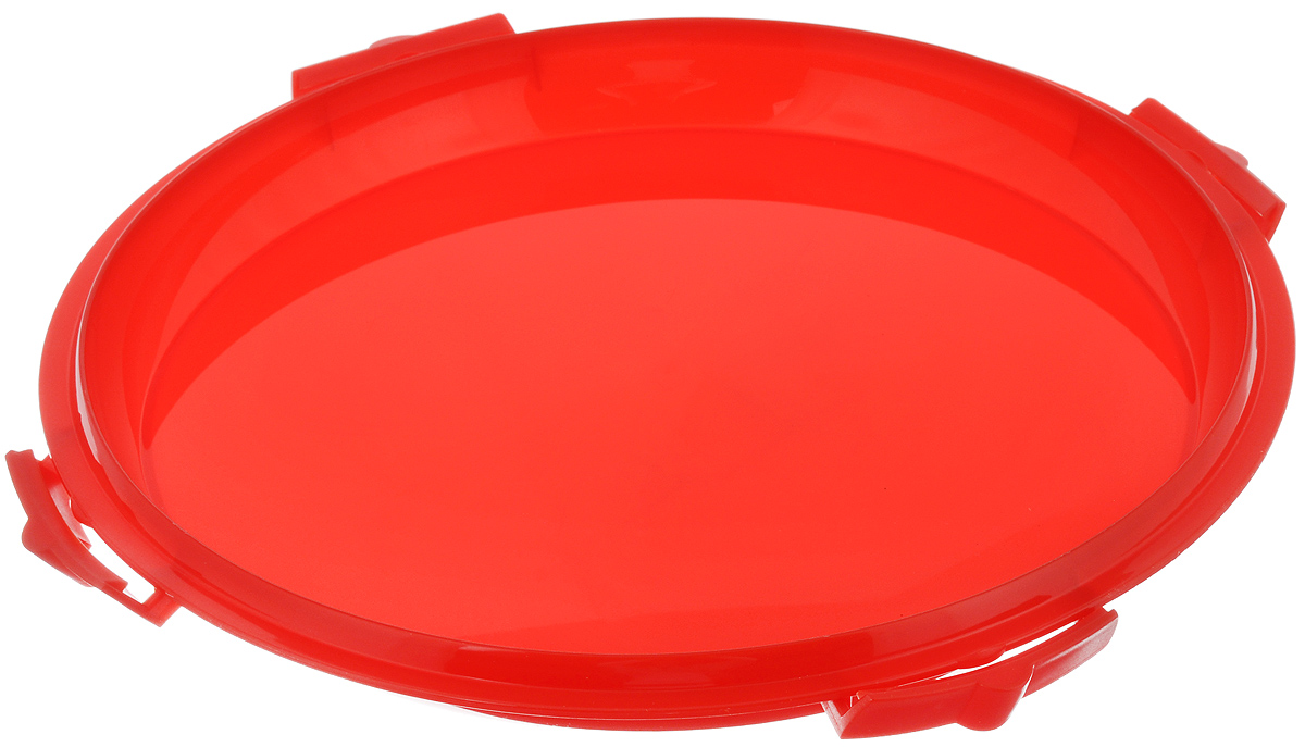 Тортница Cosmoplast "Оазис", цвет: красный, прозрачный, диаметр 32 см