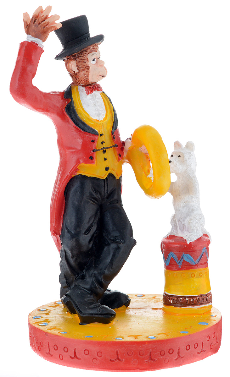 Фигурка декоративная "Обезьяна-фокусник с котом", высота 12 см