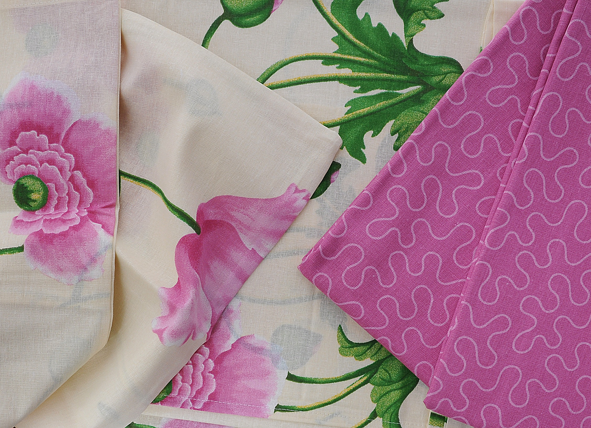 Комплект белья Нежность "Весна", евро, наволочки 50х70, цвет: слоновая кость, розовый, зеленый
