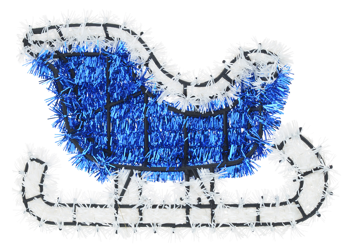 Украшение новогоднее Euro House "Сани", цвет: синий, белый, 35 х 23 см