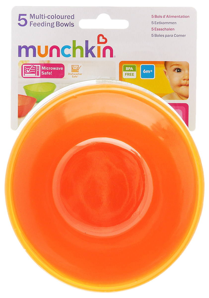 Munchkin Набор детских мисок 5 шт цвет салатовый, желтый, красный, оранжевый Munchkin Набор детских мисок 5 шт цвет салатовый, желтый, красный, оранжевый